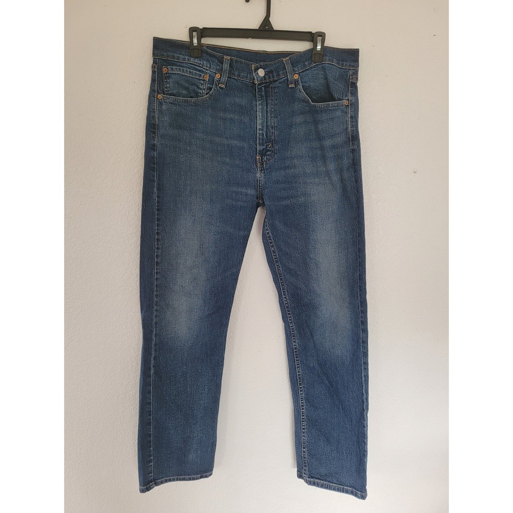 Levis‎ 505 Regular Fit Mens Jeans 36x32 Medium Wash Blue Straight Leg #19